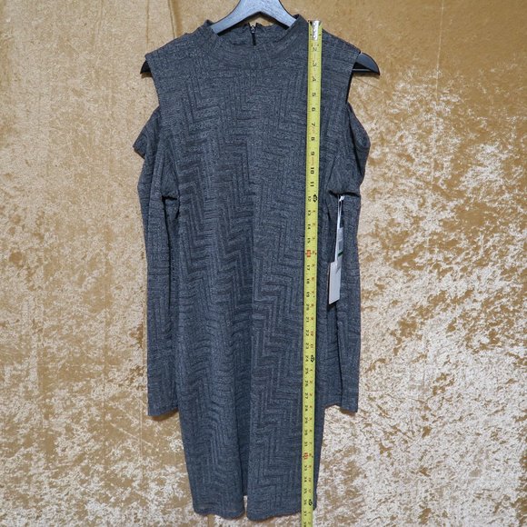 1.STATE Gray Cold Shoulder Dress - Large - Picture 3 of 8